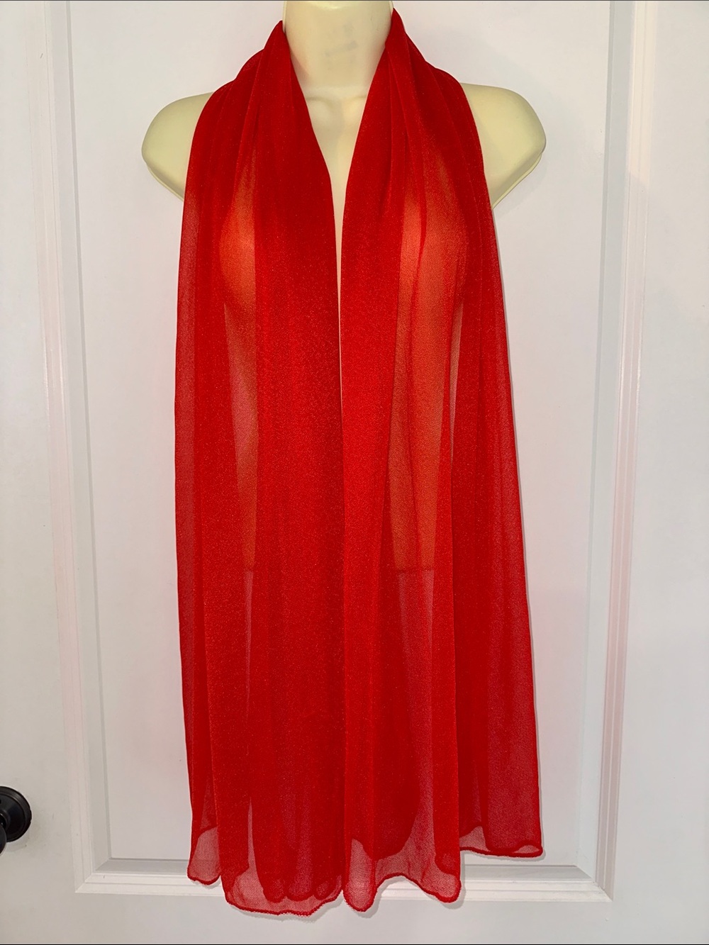 Very Large‎ Sheer Red  Acrylic/Polyester Scarf or Wrap